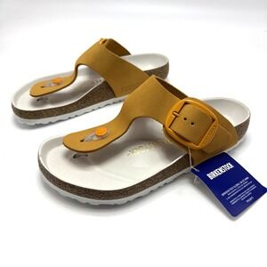 Birkenstock Gizeh Big Buckle Apricot Nubuck Leather Exquisite Womens Size 5